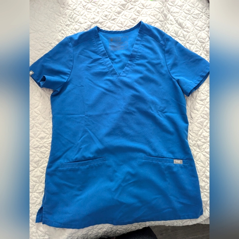 Figs XS Royal Blue Casma Three Pocket Scrub Top Women's